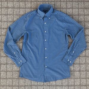 Men's Peter Millar Crown Crafted Performance Button Down Shirt Blue Plaid Size M